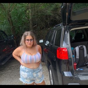 Striped bathing suit top